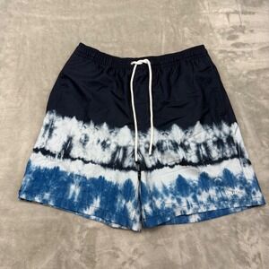 Huk Mens Pursuit Salt Dye Swim Shorts Navy Blue Tie Dye Fishing Trunks Small NEW